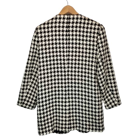 Diane Von Furstenberg Vintage Women's Houndstooth 2 Button Coat Black White 12 - Picture 2 of 8